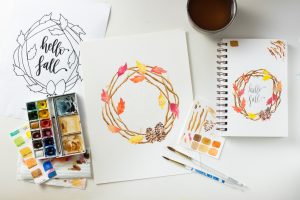 Fall Wreath Watercolor DIY Art Classes